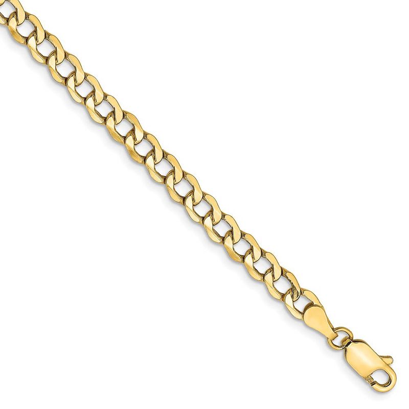 4.3mm, 14k Yellow Gold, Hollow Curb Link Chain Bracelet, 7 Inch